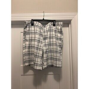 Haggar Cool 18 Pro Size 40 Men's Plaid Polyester Golf Shorts White Black Royal